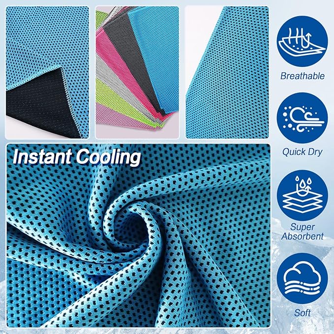 Cooling Towel (36"x12") for Sweat 4pcs Sweat Towels Cooling Towels for Neck and Face Soft Breathable Chilly Sports Towel for Yoga,Gym,Golf,Camping,Running,Fitness,Workout…