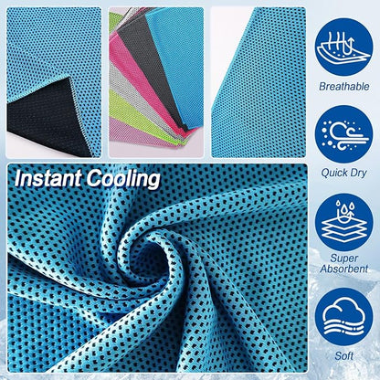 Cooling Towel (36"x12") for Sweat 4pcs Sweat Towels Cooling Towels for Neck and Face Soft Breathable Chilly Sports Towel for Yoga,Gym,Golf,Camping,Running,Fitness,Workout…