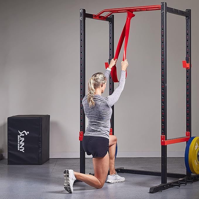 Sunny Health & Fitness Versatile Resistance Bands (Single or Combo Set) for Strength Training, Power Cage, Squat Rack, Home Gym, Body Stretching, Physical Therapy – 100, 140, 160, 180 & 10-75 LB Combo