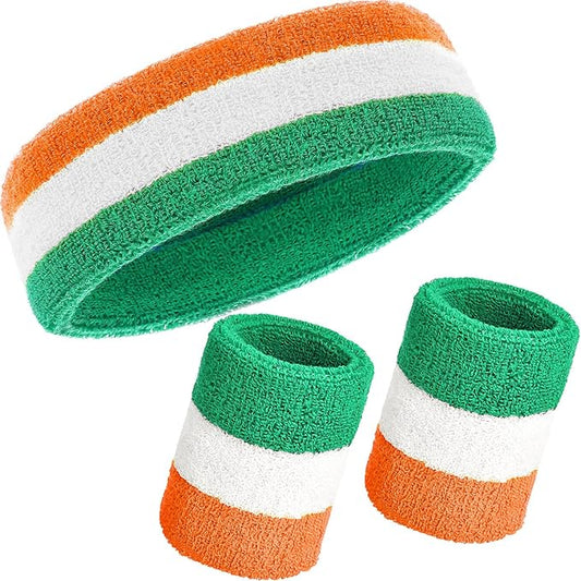 WILLBOND 3 Pcs Sweatbands Set 80s 90s Neon Sports Headband Tennis Striped Sweat Band Sports Competitions Games for Men Women Party Supplies