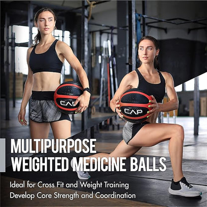 WF Athletic Supply Medicine & Exercise Ball - Durable Rubber & Consistent Weight Distribution; Comfort Textured Grip for Strength, Balance & Core Training, Multiple Choices Available