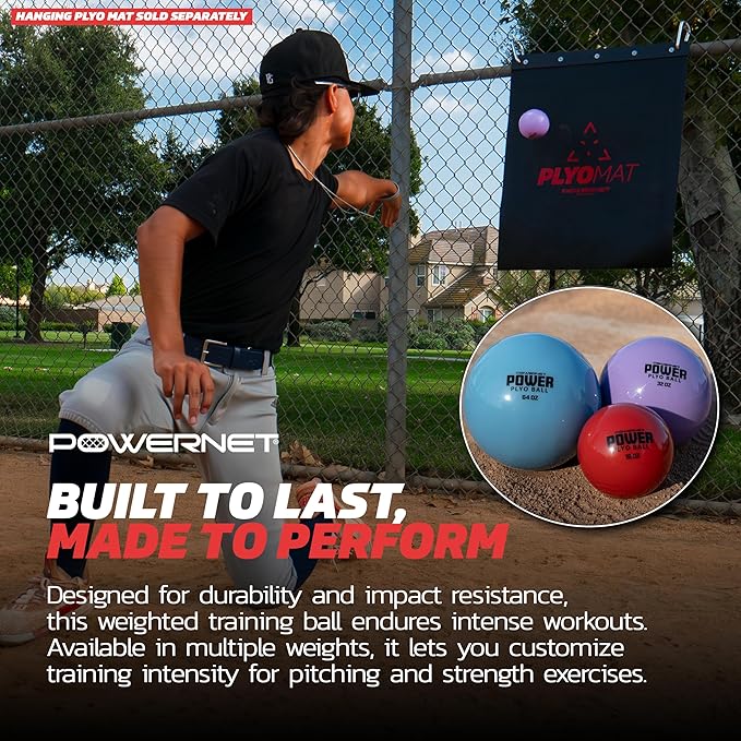 PowerNet Power Plyometric Training and Velocity Weighted Ball Bundle, Softball & Baseball Training Equipment to Increase Velocity & Strength, Sand-Filled Mixed Size and Weighted Balls