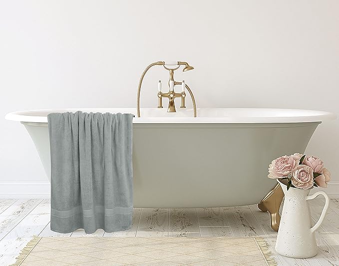 Utopia Towels Luxurious Jumbo Bath Sheet 2 Piece, 600 GSM, 35 by 70 Inches, 100% Ring Spun Cotton, Highly Absorbent and Quick Dry Extra Large Bath Towel, Super Soft Towel, Cool Grey