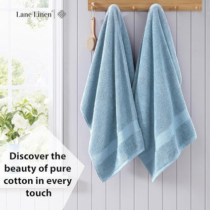 LANE LINEN 100% Cotton 4 Pack Bath Sheets (35"x66") - Ring Spun Cotton Extra Large Bathroom Towels - Quick Dry, Soft & Absorbent Oversized Bath Towels - Machine Wash in Cold Water - Cerulean Blue