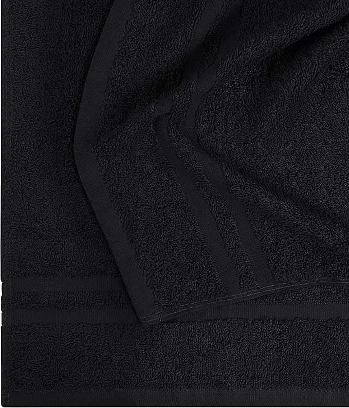 Utopia Towels Cotton Bleach Proof Salon Towel 16 by 27 inches, Bleach Safe Gym 100% Cotton Hand Towel, 24 Pack, Black