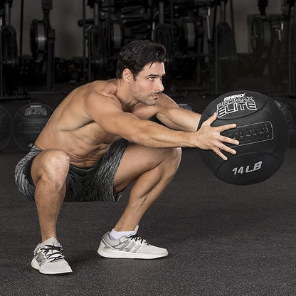 Champion Sports Rhino Promax Elite Slam Ball – Soft Shell, Non-Slip Grip, Multiple Weights Available, 14” Diameter, for Weightlifting, Plyometrics, Cross Training & Home Gym Fitness