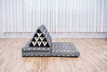 Leewadee 3-Fold Mat XXL with Triangle Cushion – Firm TV Pillow, Foldable Mattress with Cushion Made of Eco-Friendly Kapok, 67 x 31 inches, Black