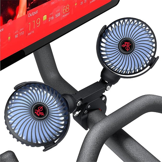 Dual Fan Compatible with Peloton Bike & Bike Plus & Treadmill, 3 Speed and Rechargeable, Adjustable Rotation, Home Gym Accessories for Workout