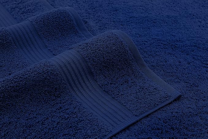 American Veteran Towel, 100% Cotton Turkish Bath Towels for Bathroom 4 Pack, 27x54 Extra Large Premium Soft Drying Bathroom Towels, Navy Blue