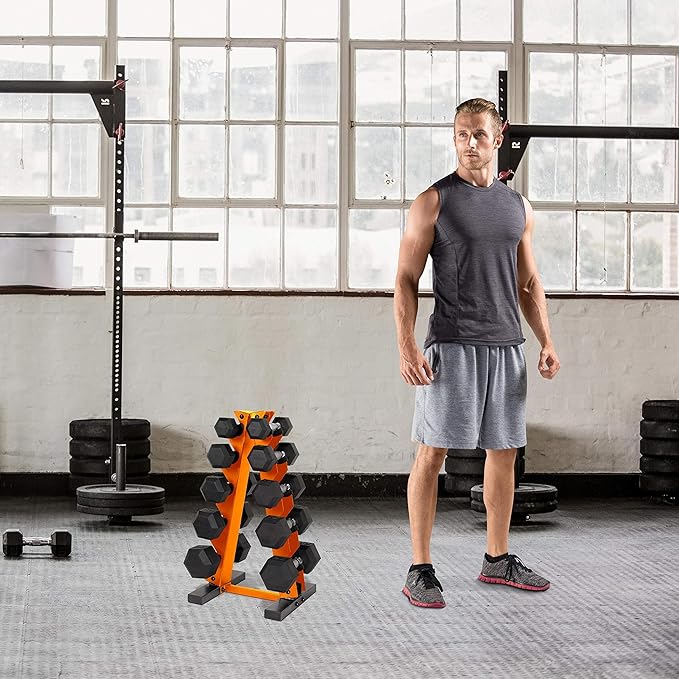 WF Athletic Supply Dumbbell Rack, 5-Tier A-Frame Dumbbell Rack for Dumbbell Storage, Color Options Available in Black/White/Green/Yellow/Red/Pink/Orange & Blue