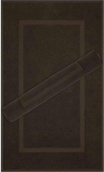 Cotton Paradise 100% Cotton Bath Mats for Bathroom Floor Set of 2 Pack, 20x34 Soft Absorbent Washable Quick Dry Tub Bathmat, Brown Towel Bath Mat