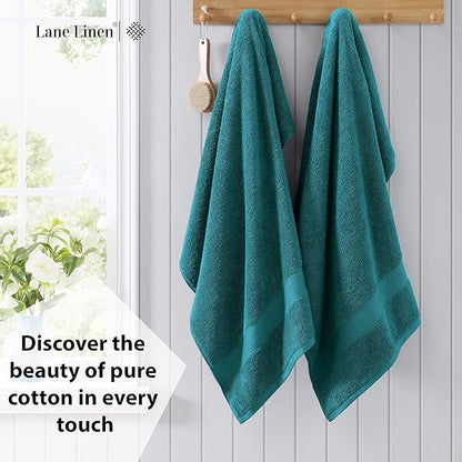 LANE LINEN 100% Cotton 4 Pack Bath Towels Set (28"x54") - Ring Spun, Large Cotton Towels for Bathroom - Quick Dry, Soft & Absorbent Bath Towel Set - Pre Shrunk, Wide Variety of Colors - Sea Port