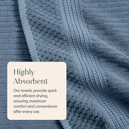 Springtree Home 100% Cotton Bath Towel Set | 6 Piece Set | Absorbent & Quick-Dry Bath Towels | Textured and Durable Cotton | Krista Collection - Oceanview