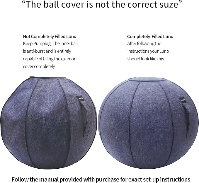 65cm Sitting Ball Chair for Office, Dorm, and Home, Pilates Exercise Yoga Ball with Cover, Lightweight Self-Standing Ergonomic Posture Activating Exercise Ball Solution with Handle and Pump