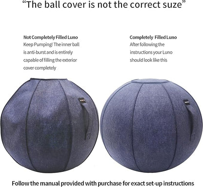 65cm Sitting Ball Chair for Office, Dorm, and Home, Pilates Exercise Yoga Ball with Cover, Lightweight Self-Standing Ergonomic Posture Activating Exercise Ball Solution with Handle and Pump