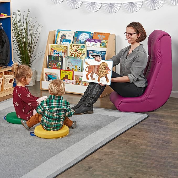 Factory Direct Partners Soft Tufted Floor Rocker - Cushioned Ground Chair for Kids Teens and Adults - Great for Reading, Gaming, Meditating, TV - Raspberry, 10488-RS