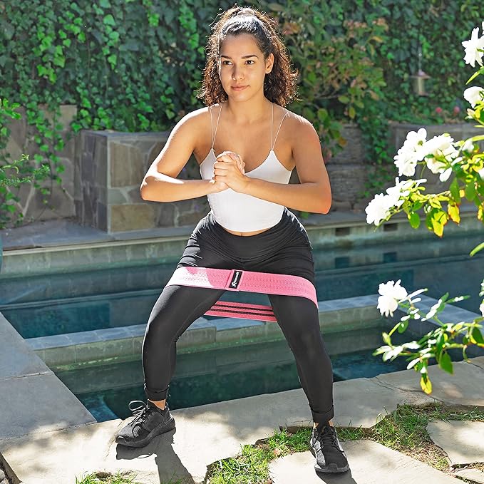 ProsourceFit Fabric Loop Resistance Bands Set with Anti-Slip Grip, Mini Workout Bands for Fitness Training to Tone Legs, Glutes and Booty