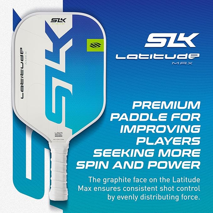 SLK Latitude 2.0 Pickleball Paddle | G4 Graphite Pickleball Paddle Face | Rev-Core+ Technology with SpinFlex Surface | Redesigned for Performance and Control