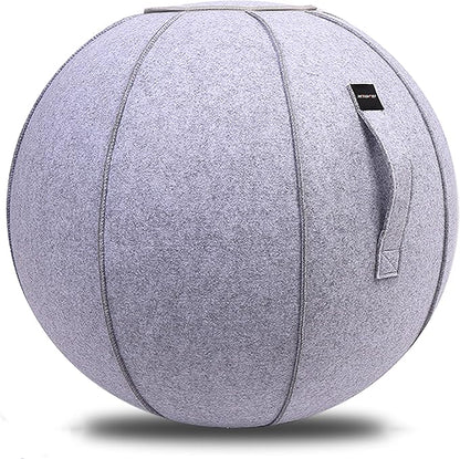 65cm Sitting Ball Chair for Office, Dorm, and Home, Pilates Exercise Yoga Ball with Cover, Lightweight Self-Standing Ergonomic Posture Activating Exercise Ball Solution with Handle and Pump