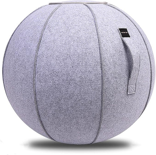 65cm Sitting Ball Chair for Office, Dorm, and Home, Pilates Exercise Yoga Ball with Cover, Lightweight Self-Standing Ergonomic Posture Activating Exercise Ball Solution with Handle and Pump