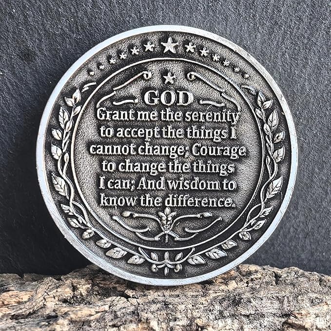 Serenity Peace Within The Storm Sobriety Chip AA Medallion with Serenity Prayer Perfect for AA Recovery and Motivation (Single Coin)
