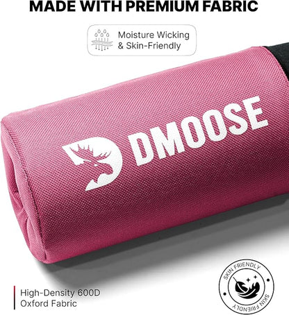 DMoose Fitness Barbell Pad for Hip Thrust, Squat & Lunges - Non-Slip Thick Foam Cushion for Neck and Back Support with Two Straps - Hip Thrust Pad for Leg Day - Fits All Olympic Bars and Smith Machine