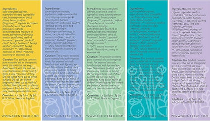Scentered Aromatherapy Balm Stick Gift Set with Travel Pouch - Sleep, Focus, Stress-Relief, Mood Boost & Calm - 100% Natural Essential Oil Blends: Lavender, Chamomile, Rosemary, Cedarwood, Ylang Ylang