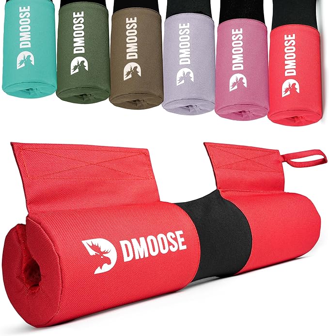 DMoose Fitness Barbell Pad for Hip Thrust, Squat & Lunges - Non-Slip Thick Foam Cushion for Neck and Back Support with Two Straps - Hip Thrust Pad for Leg Day - Fits All Olympic Bars and Smith Machine