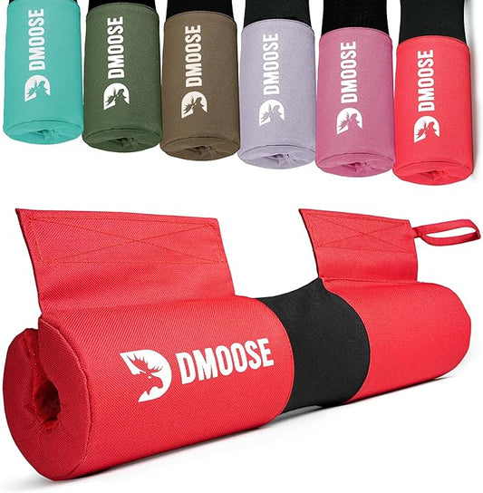 DMoose Fitness Barbell Pad for Hip Thrust, Squat & Lunges - Non-Slip Thick Foam Cushion for Neck and Back Support with Two Straps - Hip Thrust Pad for Leg Day - Fits All Olympic Bars and Smith Machine