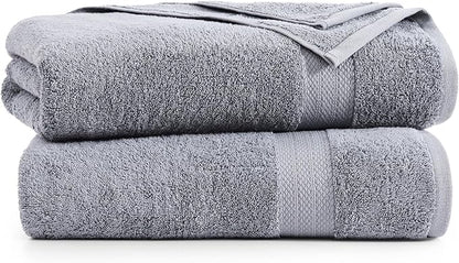 LANE LINEN 100% Cotton Oversized Bath Towels Set of 2 (35"x66") - Ring Spun Cotton Oversized Towels - Quick Dry, Soft & Absorbent Extra Large Bath Towel Set - Dorm Essentials for Girls - Space Grey