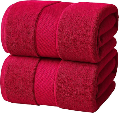 Infinitee Xclusives– Luxury Bath Sheets Towels – 2 Pack 600 GSM (35X70 Inches)– 100% Ring Spun Cotton Large Bath Towels for Bathroom (Burgundy, Bath Sheet Pack of 2)