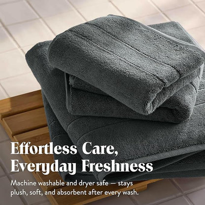 Brooklinen Super-Plush Turkish Cotton Bath Sheets Set - 2 Bath Sheets + 2 Hand Towels Cotton, 820 GSM, Highly Absorbent, Machine Washable, Perfect for Home & Bathroom (Slate Grey)