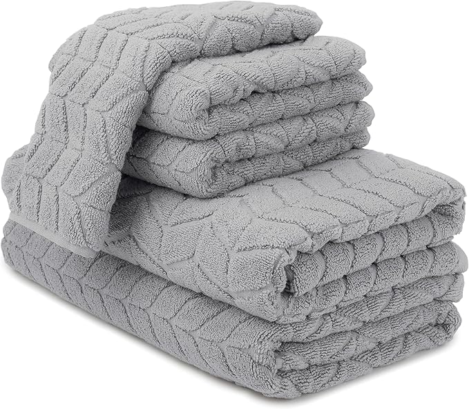 Ultra Soft & Stylish 700 GSM Luxury Bath Towels - 100% Zero-Twist, Long-Staple Cotton - Remarkably Absorbent & Quick Drying - 6 Piece Towel Set (Pewter Grey)