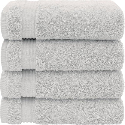 American Veteran Towel, Hand Towels for Bathroom Set of 4, 100% Cotton Turkish Hand Towel Sets, Soft Hand Face Towels, Silver Grey Hand Towels