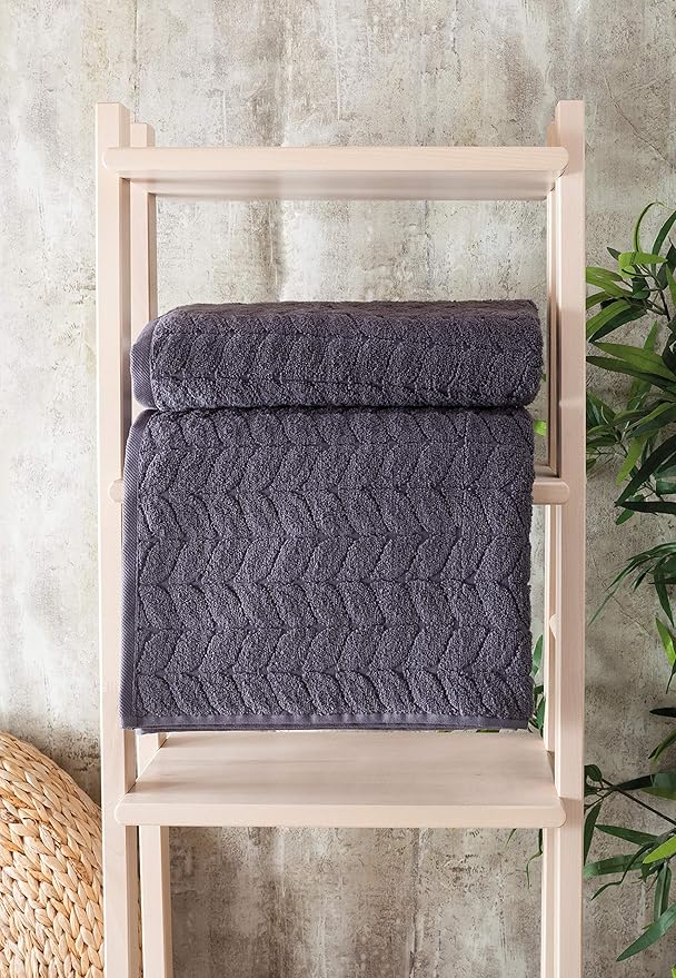 BAGNO MILANO 100% Turkish Cotton Jacquard Luxury Towel Set – Quick Dry Non-GMO Ultra-Soft, Plush and Absorbent Luxury Durable Turkish Towels Set (Grey, 6 pcs Towel Set)
