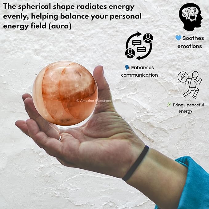 Amazing Gemstone Red Hematoid Quartz Crystal Ball with Stand - 2 Inches Crystal Sphere Meditation Balls for Witchcraft and Decorative Balls