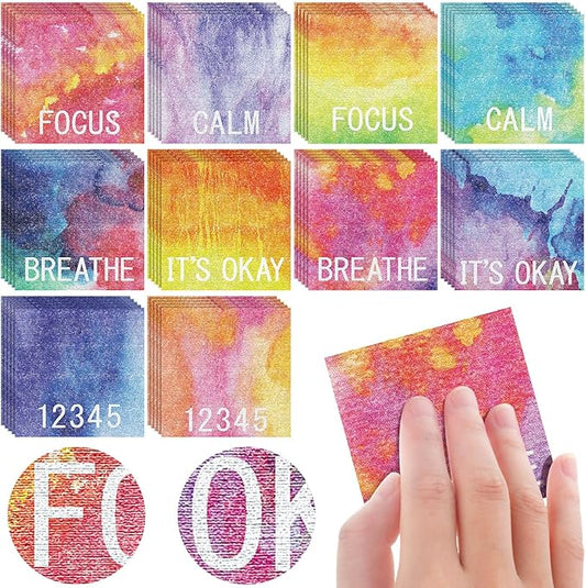 Crtiin 50 Pieces Anxiety Sensory Stickers for Anxiety Relief Items Mental Health Stickers Fidget Textured Strips for Office Classroom Desk Relieve Adult Stress(Delicate Style)