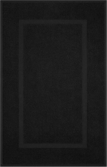 Cotton Paradise 100% Cotton Bath Mats for Bathroom Floor Set of 2 Pack, 20x34 Soft Absorbent Washable Quick Dry Tub Bathmat, Black Towel Bath Mat