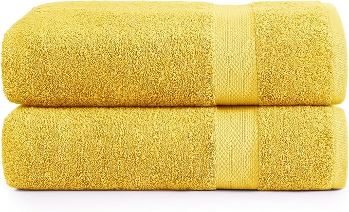 LANE LINEN 100% Cotton 2 Pack Bath Sheets (35"x66") - Ring Spun Cotton - Extra Large Bath Towels Set - Quick Drying, Highly Soft & Absorbent Oversized Bathroom Towel Sets - Hotel Quality - Mimosa