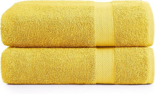 LANE LINEN 100% Cotton 2 Pack Bath Sheets (35"x66") - Ring Spun Cotton - Extra Large Bath Towels Set - Quick Drying, Highly Soft & Absorbent Oversized Bathroom Towel Sets - Hotel Quality - Mimosa