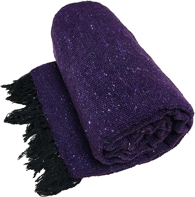 Open Road Goods Solid Color Mexican Yoga Blanket – Large Handwoven Throw for Yoga, Beach, Camping or Home – Soft and Durable Cotton Blend