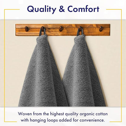 100% Organic Zero-Twist Cotton Towel - Luxury Bath Towel - Ultra Soft & Plush 700GSM Long-Staple Cotton (Granite Grey)