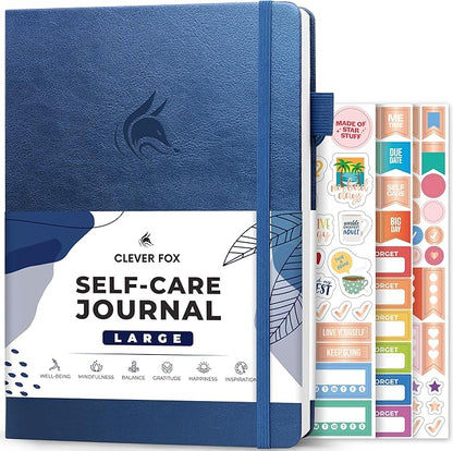 Clever Fox Self-Care Journal – Wellness & Daily Reflection Notebook – Mental Health & Personal Development – Self-Care, Meditation & Mood Journal for Women & Men – Large (Mystic Blue)