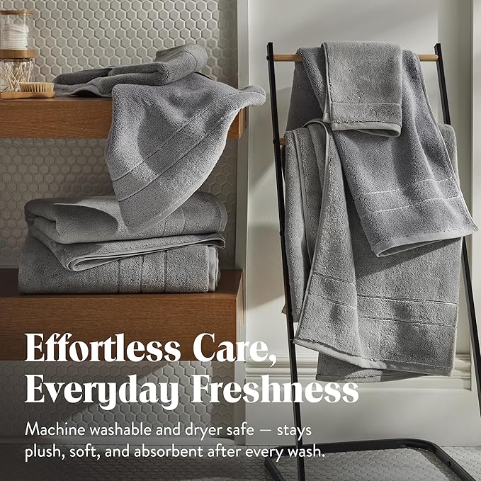 Brooklinen Super-Plush Turkish Cotton Bath Towel Set - Includes 4 Bath Towels Cotton, 820 GSM, Highly Absorbent, Machine Washable, Perfect for Home & Bathroom (Smoke Grey)