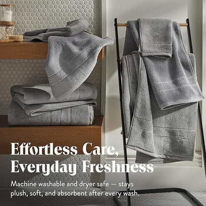 Brooklinen Super-Plush Turkish Cotton Bath Towel Set - Includes 4 Bath Towels Cotton, 820 GSM, Highly Absorbent, Machine Washable, Perfect for Home & Bathroom (Smoke Grey)