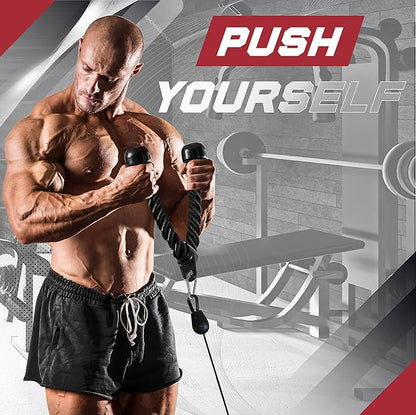 Yes4All Tricep Press Down Cable Machine Attachment Set, LAT Pulldown Attachment, Cable Machine Accessories for Home Gym