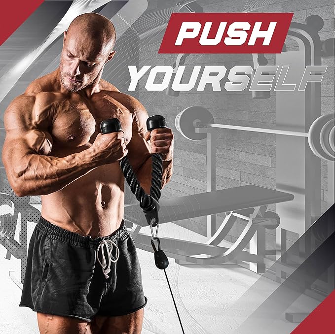 Yes4All Cable Machine Attachment, Tricep Straight Bar, V Bar, LAT Pulldown Attachments/Accessories Load 880lbs for Home Gym