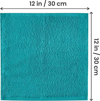 Utopia Towels 24 Pack Cotton Washcloths Set, 100% Ring Spun Cotton, Premium Quality Flannel Face Cloths, Highly Absorbent and Soft Feel Fingertip Towels, Turquoise