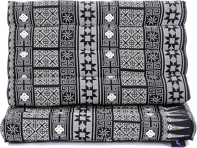 Leewadee 1-Fold Mat with Triangle Cushion – Comfortable TV Pillow, Foldable Mattress with Cushion Made of Kapok, 30 x 20 inches, Black