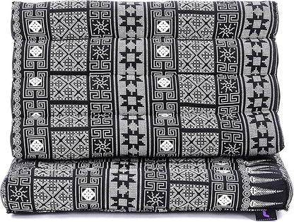 Leewadee 1-Fold Mat with Triangle Cushion – Comfortable TV Pillow, Foldable Mattress with Cushion Made of Kapok, 30 x 20 inches, Black